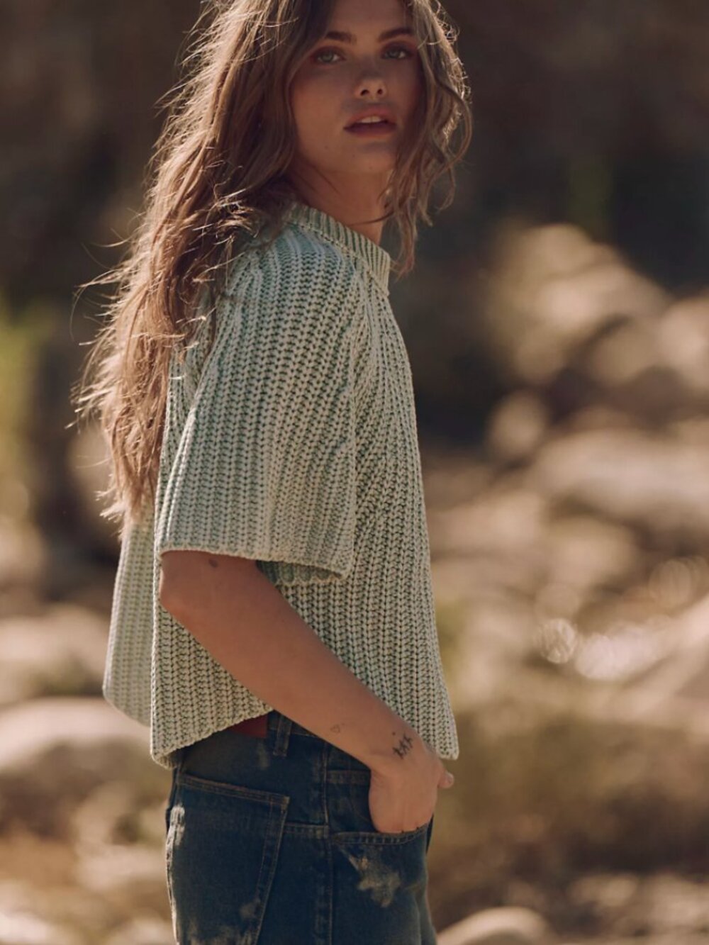Size M Free People Amy Cotton Sweater Tee